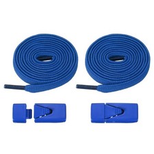 No Tie Shoelaces with 2 Metal Triangle Buckle Clips, 1Pair  Blue