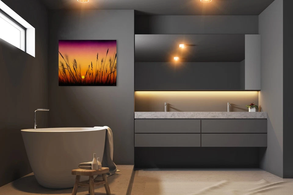 Arte de pared en lienzo botánico al atardecer 30x24 - arte de hierbas botánicas luz de luna Foto 3 de 4