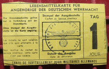 #91-25 ~ ALLEMAGNE - billet / Ticket / coupon de rationnement WW2 avec tampon