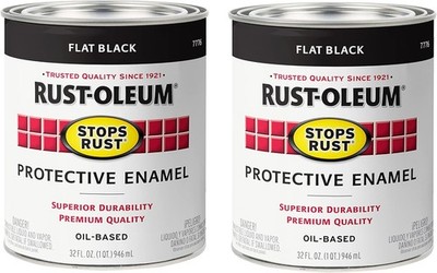 7777502-2PK Stops Rust Brush on Paint, 1 Quarts (Pack of 2), Satin Black