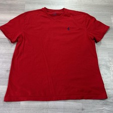 Polo Ralph Lauren Shirt Mens Medium Red V Neck Classic Fit Pony Logo Tee