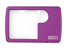 MIGHTY BRIGHT PURPLE LED WALLET MAGNIFIER - Hardcover **BRAND NEW**