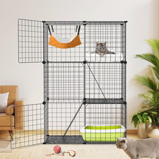 Large 3-Tier Cat Cage  Enclosure - Detachable Indoor Cat Playpen with 3 Doors 