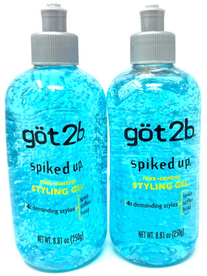 (2) Got2b Spiked Up Max Control Styling Gel New In Packaging 8.81 oz Each