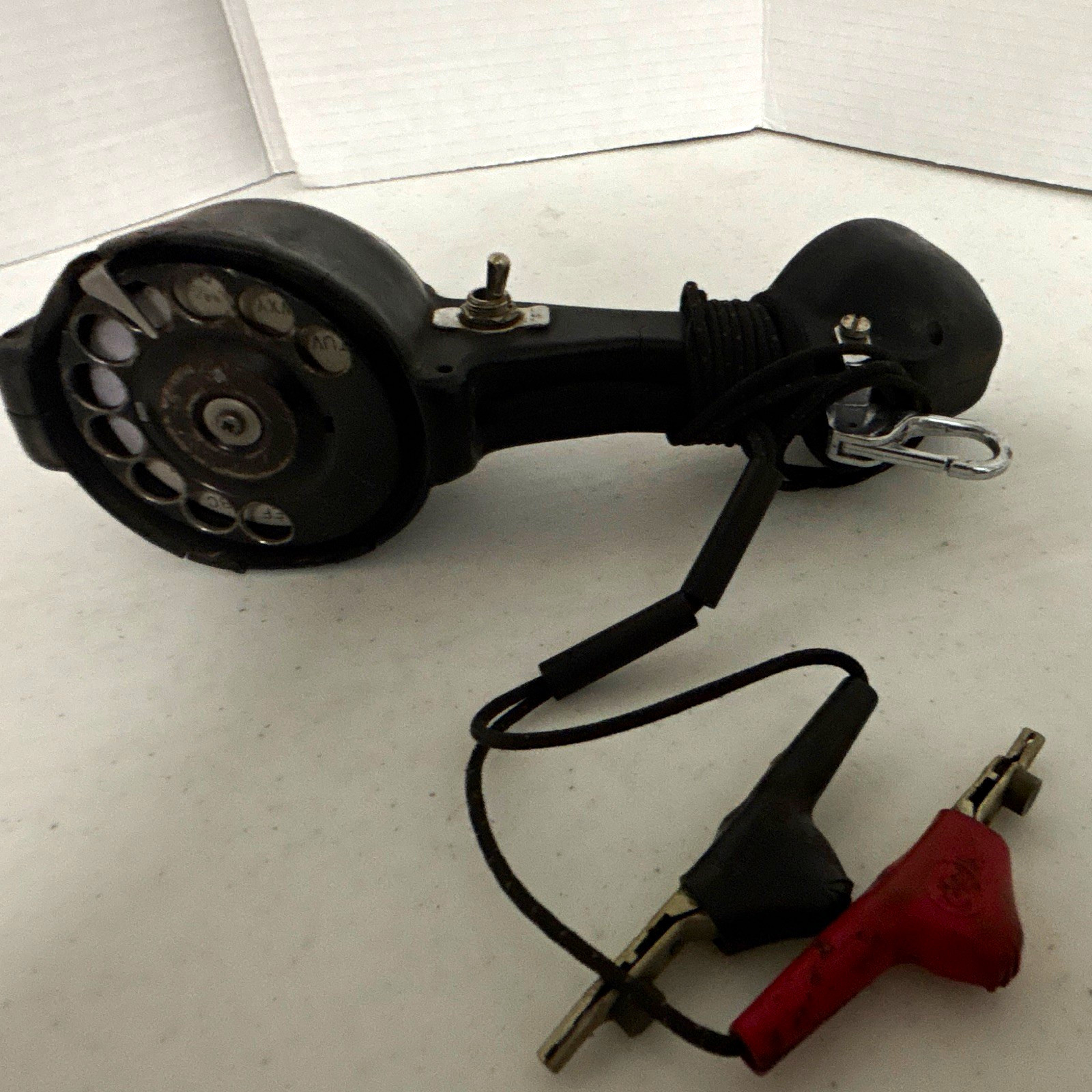 Vintage Rotary Dial Lineman Butt Set Two-Way Handset w/ Piercing Pin Clip Leads