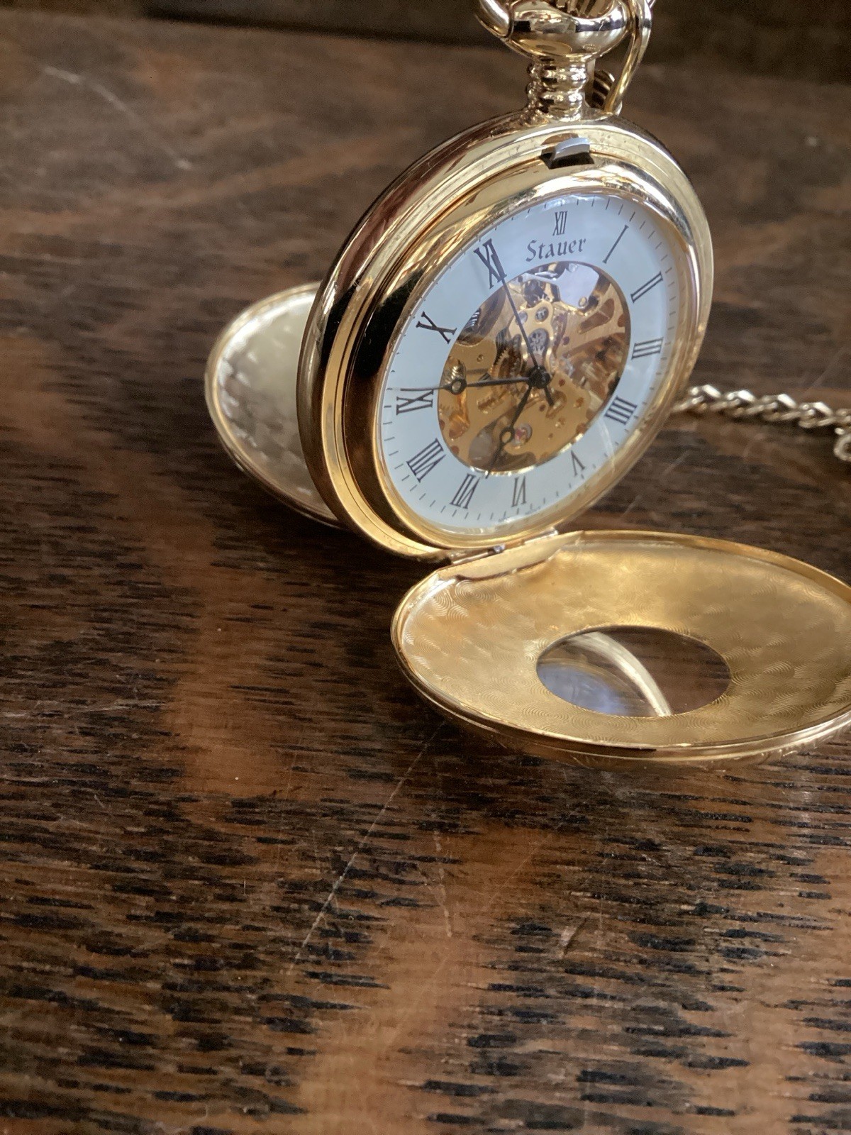 Stauer Mechanical Skeleton Pocket Watch Gold Tone… - image 4