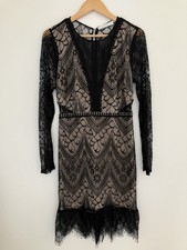 ASTR The Label Chelsi Black And Nude Lace Dress Size Large Coquette Noir 