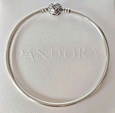 Genuine Silver Pandora Moments Pattern Of Love Bangle Charm Bracelet 21cm S925 