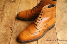 Loake 1880 Burford 2 Tan Leather Derby Brogue Boots Shoes UK 8 F US 9 EU 42