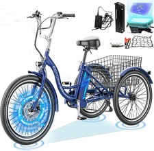 H&ZT Electric Tricycle for Adults, Peak 700W Electric Trike Electric Bike 26inch