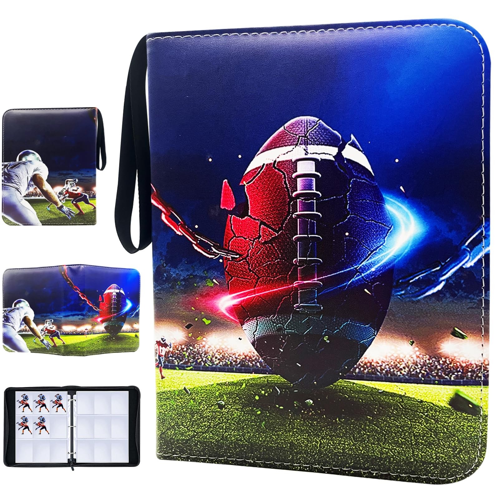 900-Card Football Binder with 9-Pocket Pages for Trading Card Collections