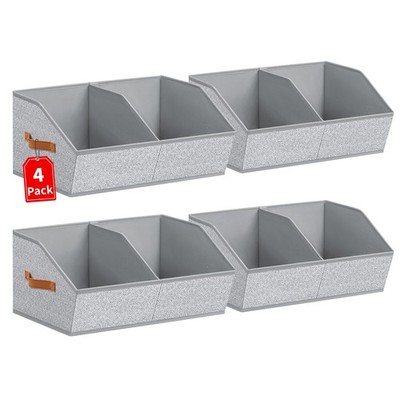 Closet Organizers and Storage Bins - 4 Pack Collapsible Divided Trapezoidal C...