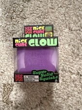 AUTHENTIC Nee Doh Nice Cube Glow Super Solid Squish Squeeze Toy, Purple