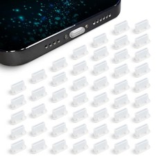 USB C Dust Plugs 50 Pack with Cleaning Brush, Charging Port Covers, Clear