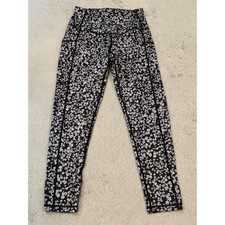Z by Zella Womens Black White Floral High Waist 7/8 Leggings Side Pockets Small