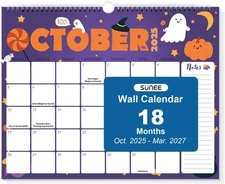 SUNEE Wall Calendar 2026-18 Months Oct. 2025 - Mar. 2027, 14.5x11.5, Cute 