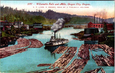 #ad Postcard BUSINESS ACTIVITY SCENE Oregon City Oregon OR j 01 AM2884 $2.49