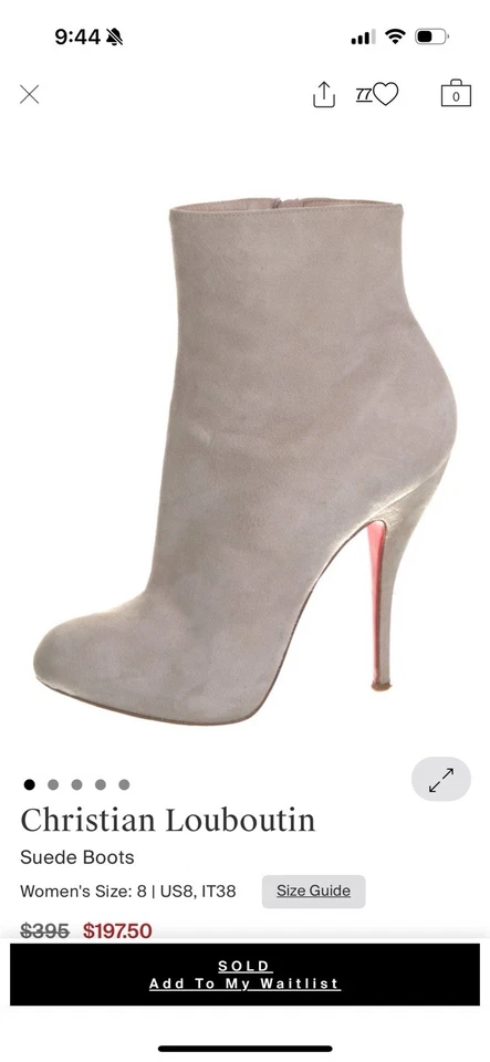 Botines Christian Louboutin Gamuza Taupe Talla 38 Excelente Estado Foto 3 de 4