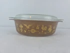 PYREX oval 2.5 Qt CASSEROLE DISH #037, Early American Brown Gold w/LID, VTG