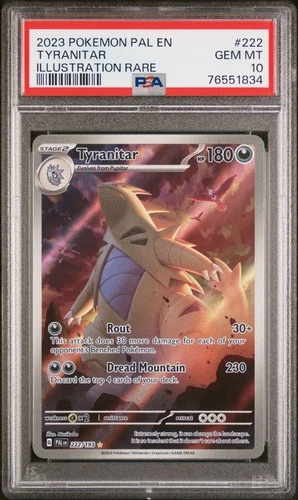 PSA 10 GEM MINT Tyranitar 222/193 Sv02: Paldea Evolved Holo