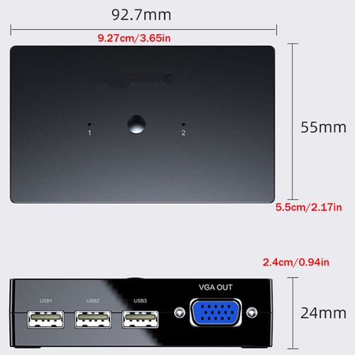 VGA-KVM-Switcher-Adapter mit 2 Eingängen und 1 Ausgang und Desktop-Controller - Bild 10 von 12