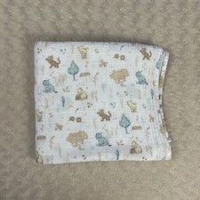 Aden Anais Disney Baby Winnie the Pooh Bear Swaddle Blanket Blue White Tan