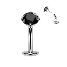 Titanium Threadless Floating Base Belly Button Ring With Prong CZ Top