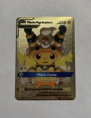 Pikachu Mega Ampharos Cosplay Custom Fan Art Gold Metal Display