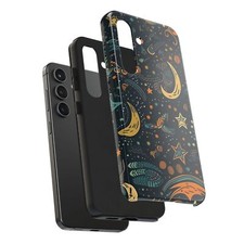 Celestial Tough Phone Cases, Star Moon Pattern iPhone Samsung Accessories, Space