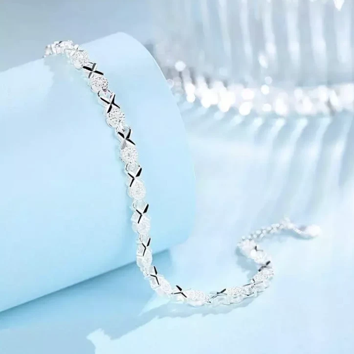 Armband Silber 925 Damenarmband Frauenarmband Kreis/Kreuz Design Modeschmuck - Bild 3 von 4