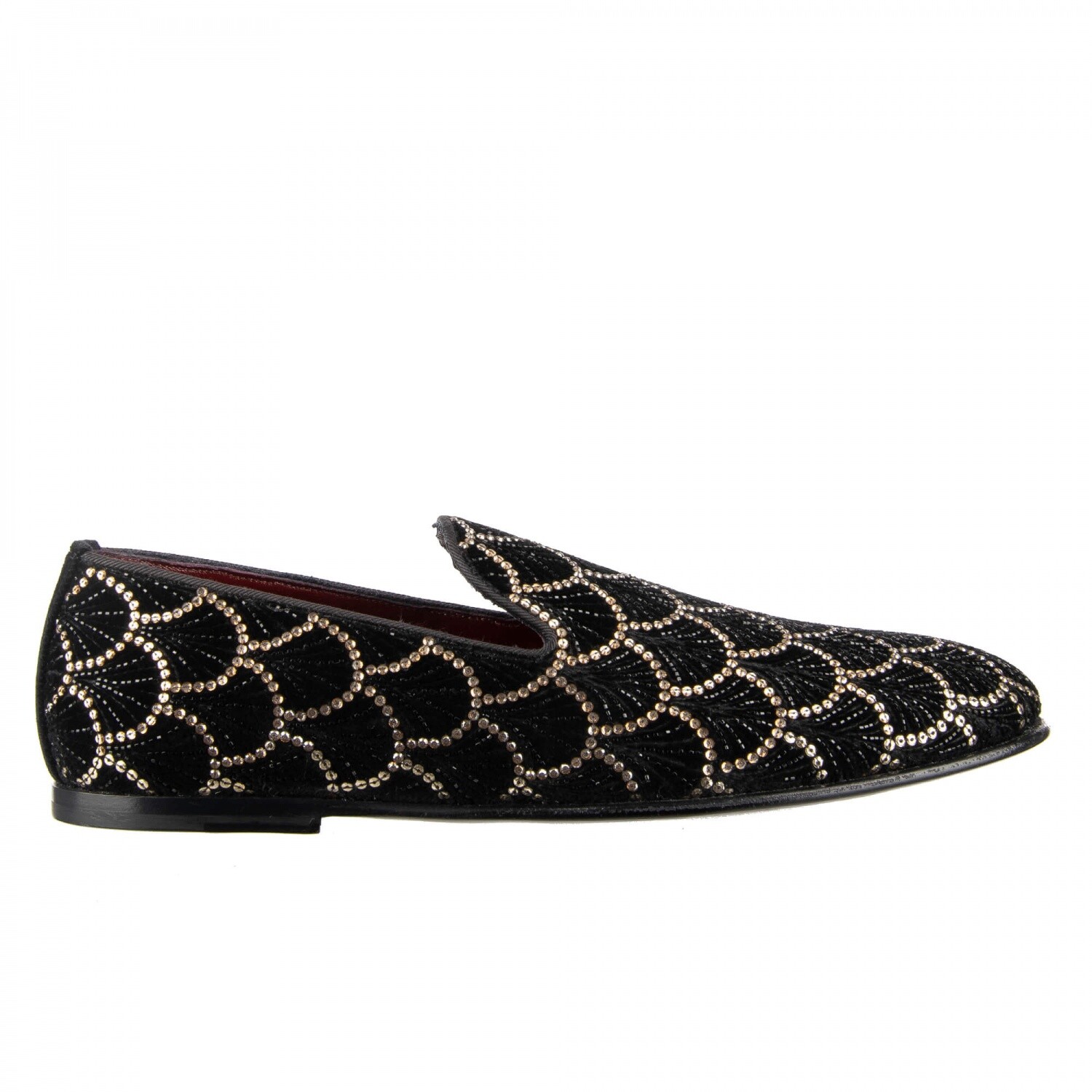 DOLCE & GABBANA Mocassins ISPICA Avec Broderie En Cristal Noir Or 09671