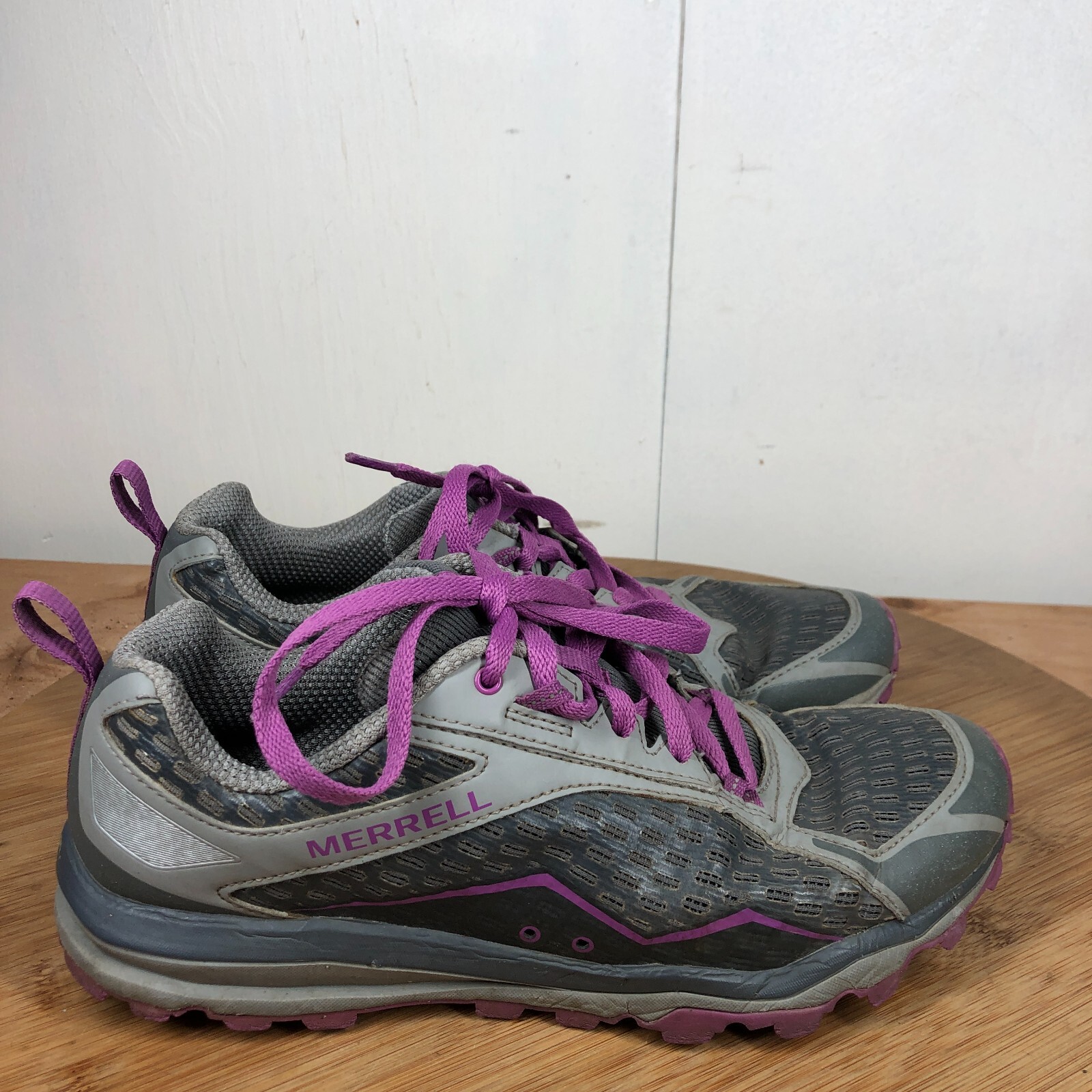 Scarpe Merrell da donna 9 All Out Crush Sneakers Trail Running Escursionismo grigio chiaro