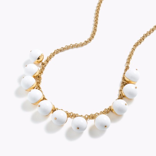 NWT Authentic J Crew Beaded gold necklace White - Picture 3 of 3