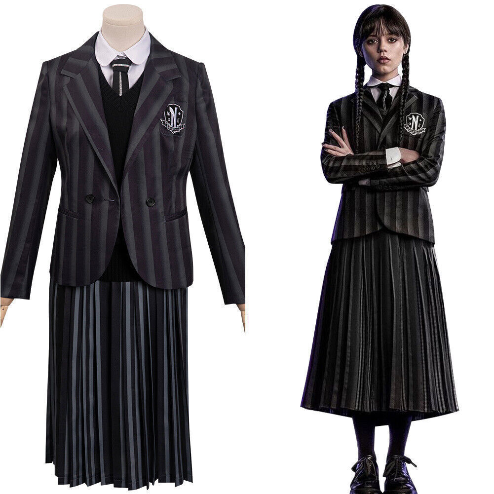 Wednesday The Addams Family Cosplay Costume Halloween Outfit Carnival Suit