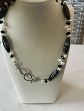 Vintage Suliemani Eyes Agate Beautiful Beaded Necklace Pearl