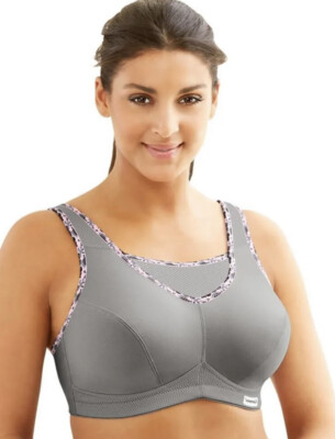 New Glamorise No Bounce Cami Sports Bra Soft Grey ~Size 34F