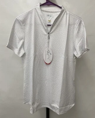 Greg Norman White Hummingbird Printed Tulip Short Sleeve Golf Polo Choose Size