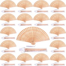 60 Pieces Wooden Fans Hand Held Folding Fans Vintage Chinese Fans Hollow Patt...