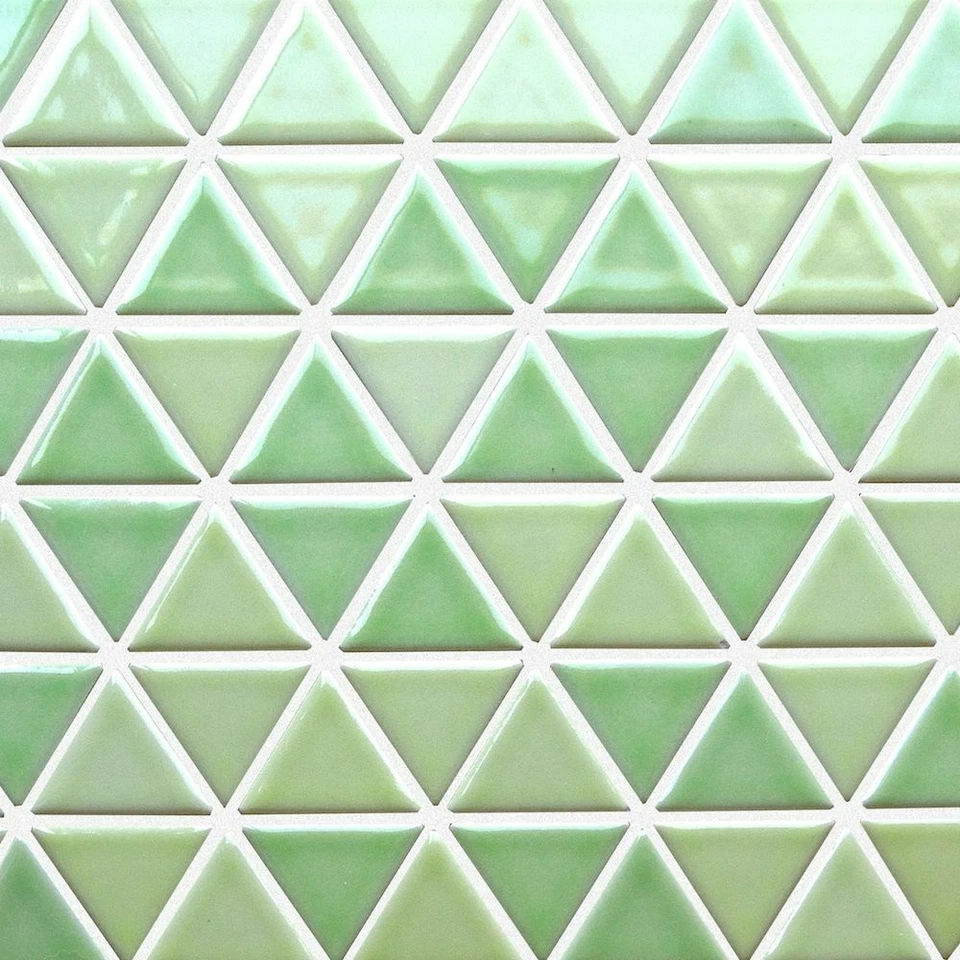 Azulejo de pared de mosaico de porcelana triángulo verde azul Foto 2 de 4