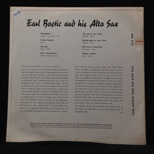 Earl Bostic - und sein Altsax-Odeon 1016-10 ZOLL DEUTSCHLAND TOLL - Bild 2 von 4