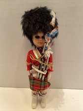 Vintage 1960s Celluloid Scottish Guard Doll Plastic Scotland Souvenir Bagpipes