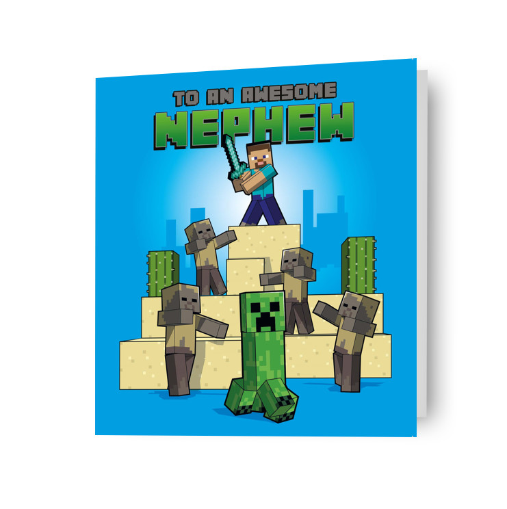 Nephew Birthday Card Minecraft Kids Gamer Birthday Card Includes Envelope