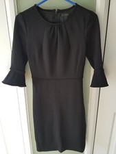 J. Crew Bell Sleeve Ponte Knit Black Dress - Size 2 - Office Career or Party