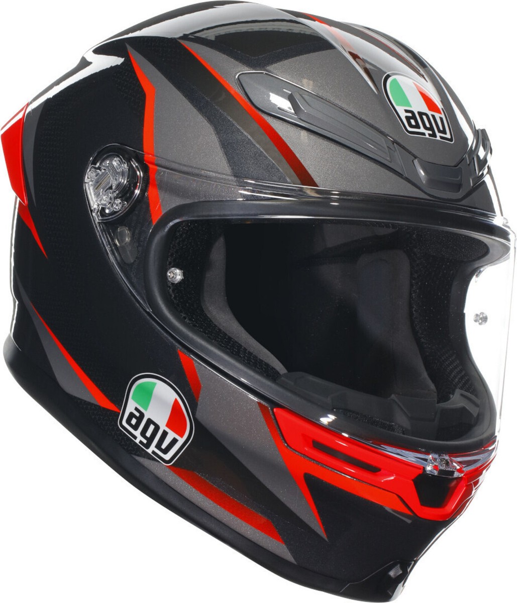 Helmet Agv K6 S Full Face Size XL 61 62 SLASHCUT BLACK GREY RED