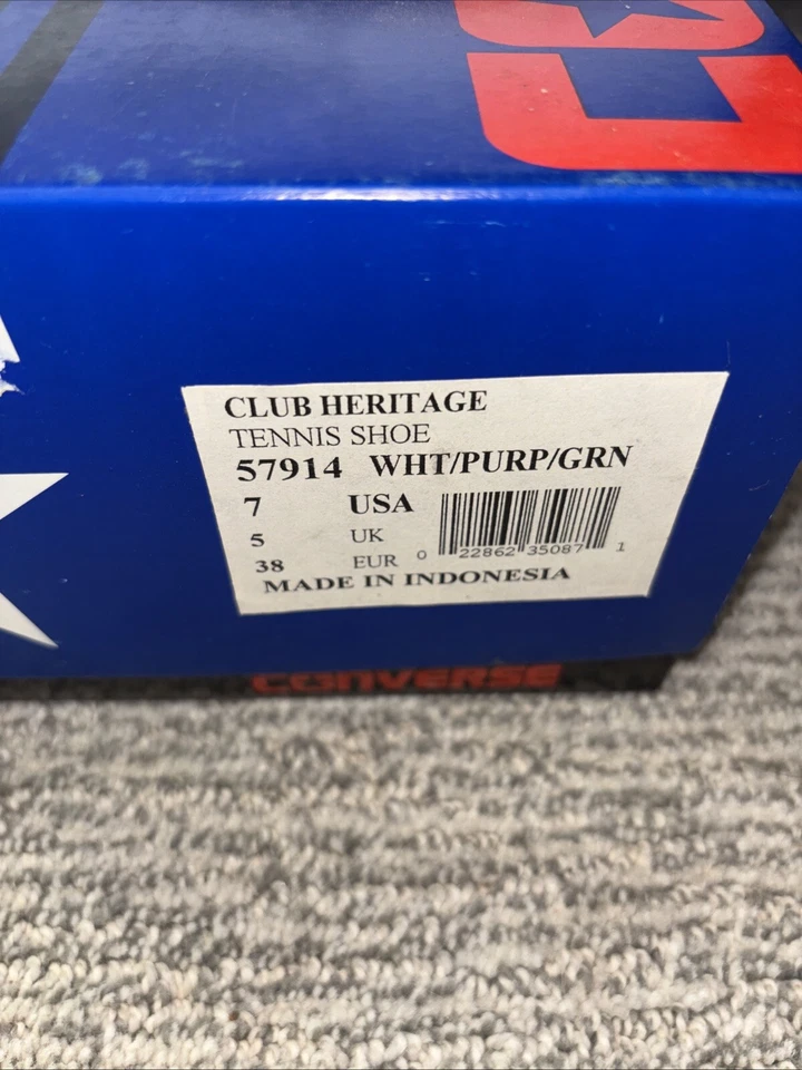 Женские винтажные Converse клуб наследия кроссовок Sz 7 белый в коробке неиспользованный запас  - Изображение 2 из 4