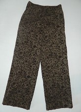 MISSES HEAVY BROWN FLORAL TAPESTRY STYLE SLACKS PANTS BY MATCH SIZE 4 POLYESTER