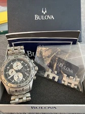 Bulova C899197 Chronograph Stainless Steel Watch Xtra Links New Battery