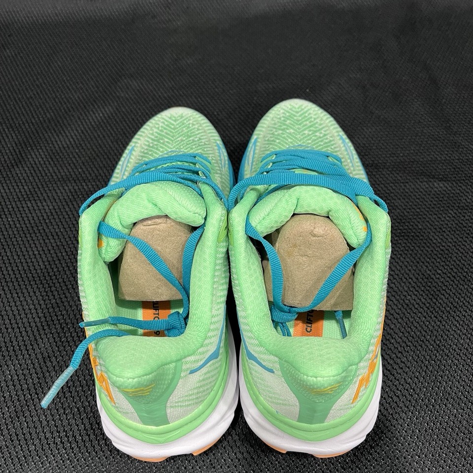 Hoka Clifton 9 Women’s Running Shoes Size 6B Green/Orange Lightweight