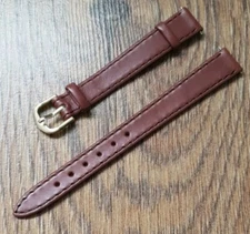 12mm PRESTIGE CALF LEATHER BROWN APOLLO Z WATCH STRAP, GOLD BUCKLE, NOS