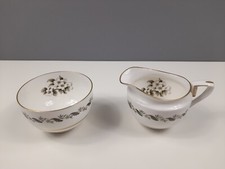 Royal Worcester Bone China Milk Jug and Open Sugar Bowl - BERNINA Pattern